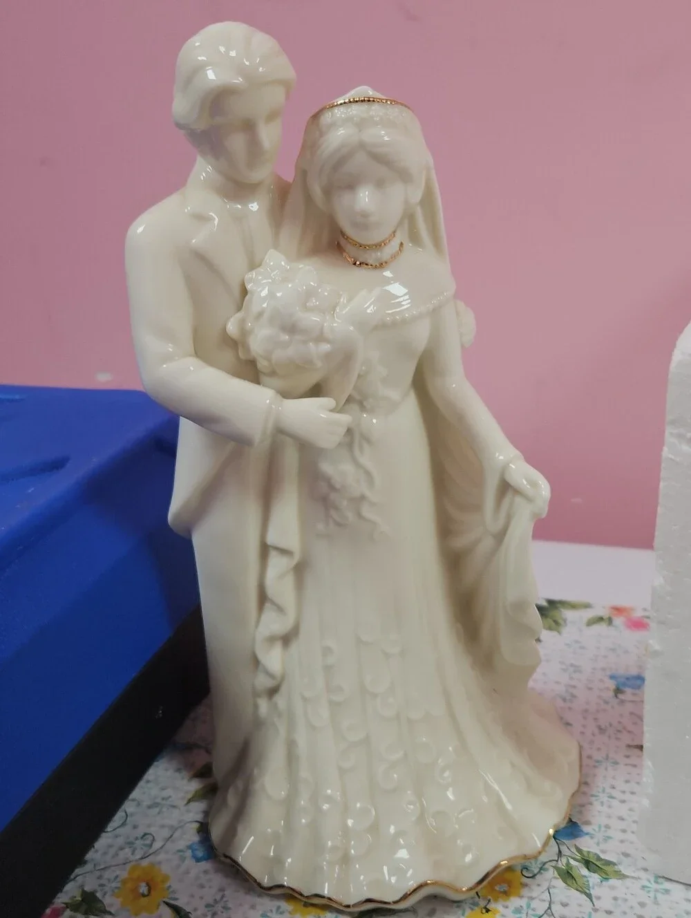 New Ivory Ceramic Wedding Couple Cake Topper - Elegant Bridal Figurine